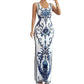 👗 LIMITED-TIME 50% OFF! ✨ Women's Classic Floral Print Maxi Dress – Bodycon, Side Slit, Porcelain Pattern 💙