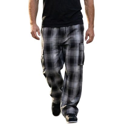 👖 LIMITED-TIME 50% OFF! ✨ Men's Retro Plaid Loose Fit Cargo Pants – Wide Leg, Cargo Pockets, Drawstring Waist 🌿