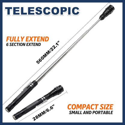 🔦 LIMITED-TIME 50% OFF! ✨ Multifunctional Magnetic Telescopic Flashlight – Extendable, 360° Gooseneck, Super Bright 🛠️