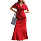 👗 LIMITED-TIME 50% OFF! ✨ Women's V-Neck Polka Dot Maxi Dress – Flutter Sleeves, Form-Fitting, Breathable 🎀