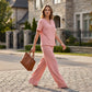 🥳2026 HOT SALE🥳💞50K+ SOLD!✨ 💝  Women's V-Neck Top & Wide-Leg Pants Set👚👖