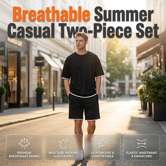 👕 LIMITED-TIME 50% OFF! ✨ Men's Waffle Knit T-Shirt & Shorts Set – Cooling Fabric, Relaxed Fit 🌿