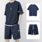 👕 LIMITED-TIME 50% OFF! ✨ Men's Waffle Knit T-Shirt & Shorts Set – Cooling Fabric, Relaxed Fit 🌿
