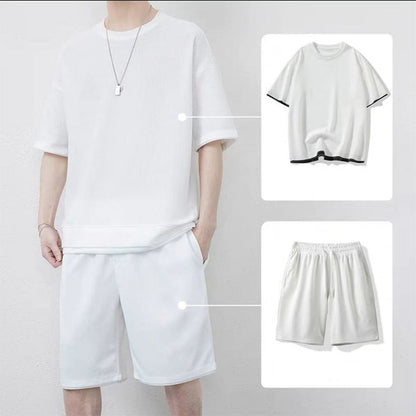 👕 LIMITED-TIME 50% OFF! ✨ Men's Waffle Knit T-Shirt & Shorts Set – Cooling Fabric, Relaxed Fit 🌿