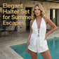 🎉 2026 Sale — Over 114,000 Sold! ☀️ Sexy Backless Halter Top & Shorts Set – Versatile Resort Co-ord 🥂