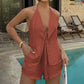 🎉 2026 Sale — Over 114,000 Sold! ☀️ Sexy Backless Halter Top & Shorts Set – Versatile Resort Co-ord 🥂
