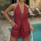 🎉 2026 Sale — Over 114,000 Sold! ☀️ Sexy Backless Halter Top & Shorts Set – Versatile Resort Co-ord 🥂