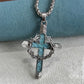 🥳2026 HOT SALE🥳💞50K+ SOLD!✨ 💝  Statement Cross Pendant – Crown of Thorns, Blue Stone Inlay, Vintage Edge 🖤