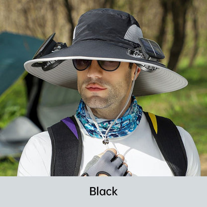 🧢 LIMITED-TIME 50% OFF! ✨ Men's Sunscreen Fisherman Hat with 2 Detachable Solar Fans – UPF 50+, Solar & USB Charging ☀️