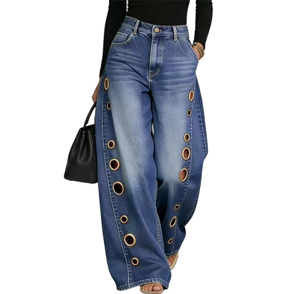 🎉 2026 Sale — Over 32,000 Sold! 👖 Women's Wide-Leg Jeans with Grommet Detail ✨