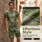 🎉 2026 Sale — Over 33,000 Sold! 👕 Men's Casual Faux Denim Print T-Shirt Shorts Set 🧢