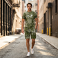 🎉 2026 Sale — Over 33,000 Sold! 👕 Men's Casual Faux Denim Print T-Shirt Shorts Set 🧢