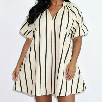 🎉 2026 Sale — Over 63,000 Sold! 👗Women's Casual V-Neck Puff Sleeve Dress