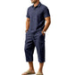 🎉 2026 Sale — Over 73,000 Sold! 👕 Men Summer Linen Set Loose Shirt and Cargo Shorts Two Piece Outfit