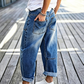 🎉 2026 Sale — Over 22,000 Sold! 👖 Women's Barrel Leg Jeans with Patch Pockets – Relaxed Stretch Fit ✨