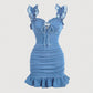 🎉 2026 Sale — Over 34,000 Sold! 👗 Women's Ruffle Strap Ruched Denim Dress – Hourglass Fit 🌸