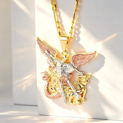 🎉 2026 Sale — Over 25,000 Sold! 😇 Tri-Tone Angel Guardian Pendant Necklace – Gold, Silver & Rose Gold ✨