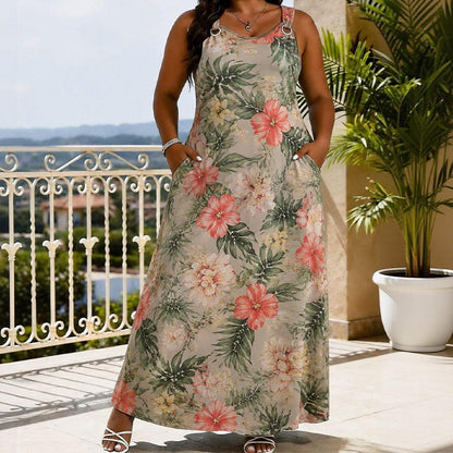 🎉 2026 Sale — Over 35,000 Sold! 👗 Women's Plus Size V-Neck Sleeveless Maxi Dress