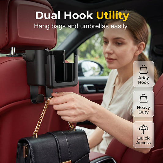 🎉 2026 Sale — Over 35,000 Sold! 🚗 Space-Saving Car Cup Holder – Dual Hooks & Seat Organizer 🧹