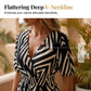 🌺 2026 Sale — Over 46,000 Sold!✨ Chevron Print V-Neck Midi Dress