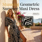 🌺 2026 Sale — Over 46,000 Sold!✨ Chevron Print V-Neck Midi Dress