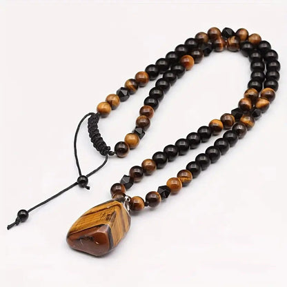 Men's Tiger's Eye Beaded Necklace