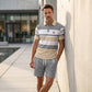 👕 2026 Sale — Over 46,000 Sold!🔥 Men's Striped T-Shirt & Shorts  2-Piece Set