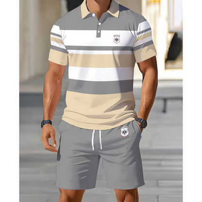 👕 2026 Sale — Over 46,000 Sold!🔥 Men's Striped T-Shirt & Shorts  2-Piece Set