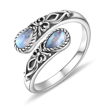 💍 2026 Sale — Over 38,000 Sold! ✨ Vintage Adjustable Open Ring with Teardrop Glowing Zircon – Filigree Charm 💎