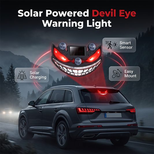 👹 2026 Sale — Over 14,000 Sold! ☀️ Solar Devil Eye LED Car Warning Light – Smart & Auto-Activated 🚗