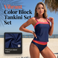 👙 2026 Sale — Over 38,000 Sold!🔥Women Two-Piece Tankini Color Block Conservative Swimsuit Set
