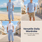 🎉 2026 Sale — Over 58,000 Sold!💞Men's Casual Linen Blend Shirt and Pants Set Loose Fit Beach Wear