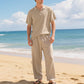 🎉 2026 Sale — Over 58,000 Sold!💞Men's Casual Linen Blend Shirt and Pants Set Loose Fit Beach Wear