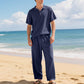 🎉 2026 Sale — Over 58,000 Sold!💞Men's Casual Linen Blend Shirt and Pants Set Loose Fit Beach Wear