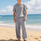 🎉 2026 Sale — Over 58,000 Sold!💞Men's Casual Linen Blend Shirt and Pants Set Loose Fit Beach Wear