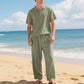 🎉 2026 Sale — Over 58,000 Sold!💞Men's Casual Linen Blend Shirt and Pants Set Loose Fit Beach Wear
