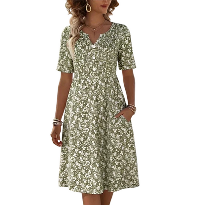 🎉 2026 Sale — Over 55,000 Sold! 👗 Women's Casual V-Neck Print Dress with Pockets – Floral Charm 🌸