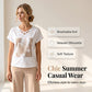 🎉 2026 Sale — Over 49,000 Sold! 👗 Women Casual Two Piece Set V-Neck Tee and Cropped Pants – Relaxed Fit & Premium Skin-Friendly Fabric ✨