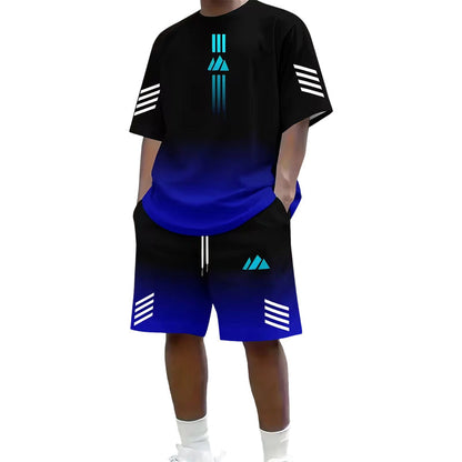 🎉 2026 Sale — Over 43,000 Sold!💞 Men's Summer T-Shirt & Shorts Two-Piece Set – Gradient Style, Maximum Cool ☀️