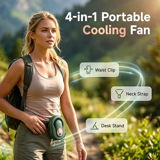 🎉 2026 Sale — Over 57,000 Sold!💞 4-in-1 Portable Waist Fan – Hands-Free Cooling Anywhere 🌬️