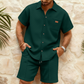 🎉 2026 Sale — Over 54,000 Sold! 👕 Men's Waffle Knit Short Sleeve Shirt & Shorts Set – Relaxed Summer Style 🌿