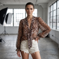 🎉 2026 Sale — Over 14,000 Sold 👕 Leopard V-Neck Tie Front Top – Wild Feminine 🐆