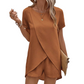 🎉 2026 Sale — Over 18,000 Sold 👗 Solid Color Short Sleeve Wrap Top & Shorts Set 🌸