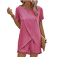 🎉 2026 Sale — Over 18,000 Sold 👗 Solid Color Short Sleeve Wrap Top & Shorts Set 🌸