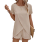 🎉 2026 Sale — Over 18,000 Sold 👗 Solid Color Short Sleeve Wrap Top & Shorts Set 🌸
