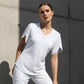 🎉 2026 Sale — Over 47,000 Sold! 👚 V-Neck Flutter Sleeve Blouse – Soft Feminine Breeze 🌸