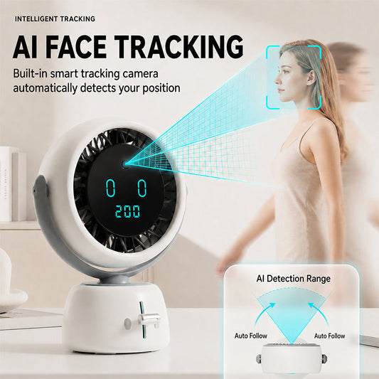 🎉 2026 Sale — Over 37,000 Sold! 🌀 Smart Face Tracking Desktop Fan – 120° Wide Oscillation 🌬️