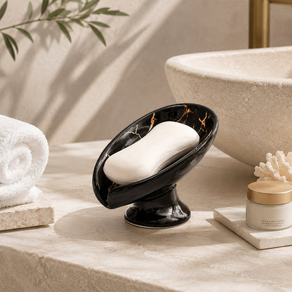 🎉 2026 Sale — Over 61,000 Sold!🧼Ceramic Self-Draining Leaf Soap Dish – Elegant, Stable Pedestal 🍃