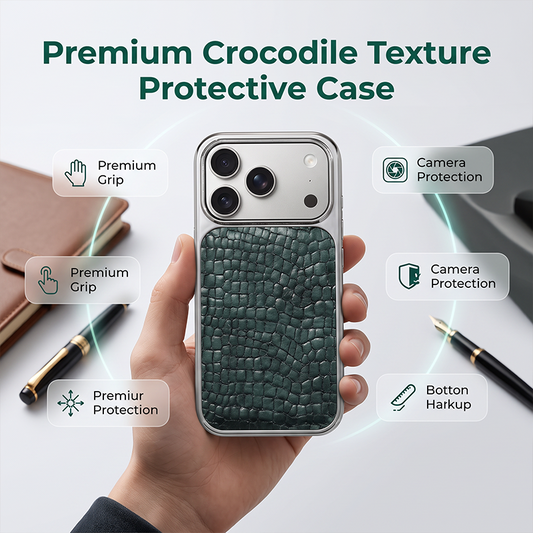 🎉 2026 Sale — Over 81,000 Sold! 📱 Alligator Pattern Slim Phone Case – Electroplated Metallic Frame 🐊
