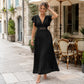 🎉 2026 Sale — Over 35,000 Sold!💃Flowy Pleated Maxi Dress – V-Neck, Ruffle Sleeves, Metal Waistband 🌸